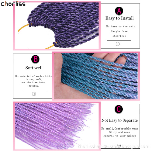 Hot Selling Cheap 24inch Ombre Black Blonde Senegalese Twists Synthetic Braiding Hair Extension Crochet Braid Twist For Women